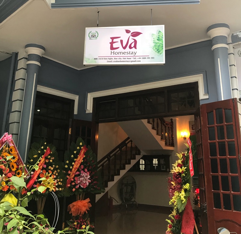 Địa chỉ Eva Homestay Huế tại: Hẻm 14, số 10 Bến Nghé, tổ 9, Phú Hội, Thành phố Huế, Thừa Thiên Huế.